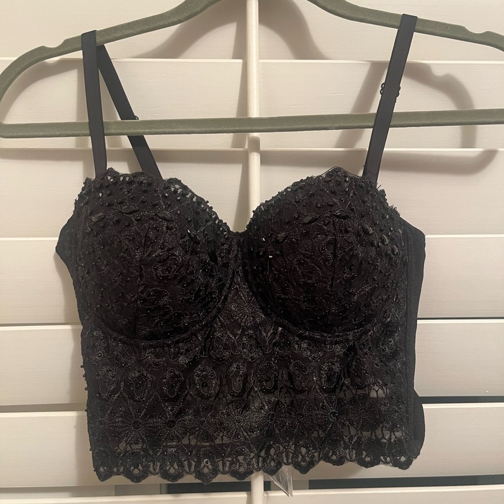 Elegant Black Lace Bustier